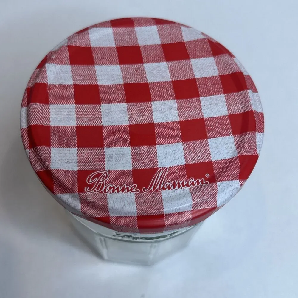 Lot of 3 Bonne Maman Empty Jam Jars 13 oz – Glass Storage w/ Gingham Lids 3.75